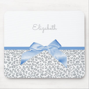 Light Blue Bow mit trendigem Leopard Print und Nam Mousepad