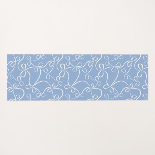Light Blue Bow Pattern Individuelle Name Yoga Mat Yogamatte (Rückseite (Horizontal))