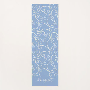 Light Blue Bow Pattern Individuelle Name Yoga Mat Yogamatte