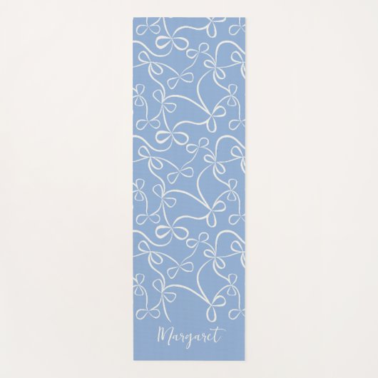 Light Blue Bow Pattern Individuelle Name Yoga Mat Yogamatte (Vorderseite)