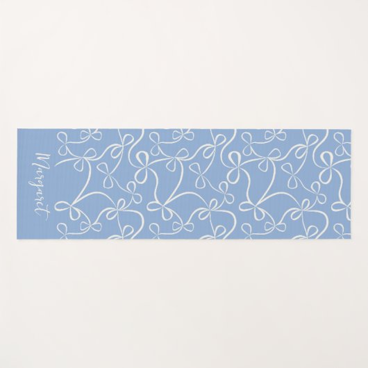 Light Blue Bow Pattern Individuelle Name Yoga Mat Yogamatte (Vorderseite (Horizontal))