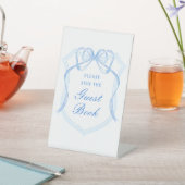 Light Blue Bow Wappen Guest Book Sockelschild (In SItu)