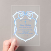 Light Blue Bow Wappen Taufe Acryleinladungen (Insitu (Handheld))
