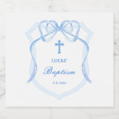Light Blue Bow Wappen Taufe Alkoholflaschenetikett (Einzelnes Label)