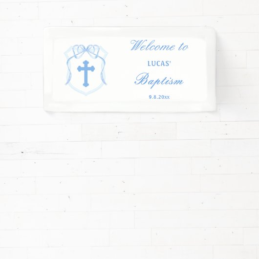 Light Blue Bow Wappen Taufe Banner (InSitu)