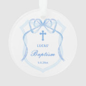 Light Blue Bow Wappen Taufe Foto Ornament (Rückseite)