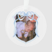 Light Blue Bow Wappen Taufe Foto Ornament (Vorderseite)