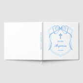 Light Blue Bow Wappen Taufe Gästebuch (Voll)