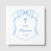 Light Blue Bow Wappen Taufe Gästebuch (Vorderseite)