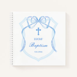 Light Blue Bow Wappen Taufe Gästebuch Notizblock