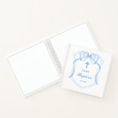 Light Blue Bow Wappen Taufe Gästebuch Notizblock (Innenseite)