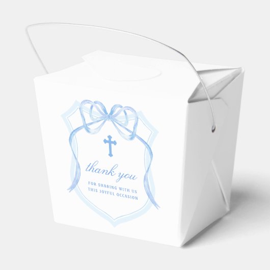 Light Blue Bow Wappen Taufe rausnehmen Geschenkschachtel (Rückseite)