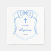 Light Blue Bow Wappen Taufe Serviette (Vorderseite)