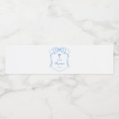 Light Blue Bow Wappen Taufe Wasserflaschenetikett (Einzelnes Label)