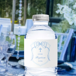 Light Blue Bow Wappen Taufe Wasserflaschenetikett