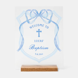 Light Blue Bow Wappen Taufe Willkommen Acrylschild