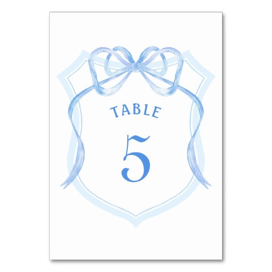 Light Blue Bow Wappen Tischnummer (Rückseite)