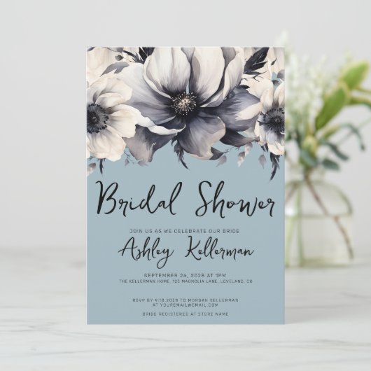 Light Blue Brautparty Einladung (Stehend Vorderseite)