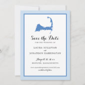 Light Blue Brewster Cape Cod Map Wedding Save The Date (Vorderseite)