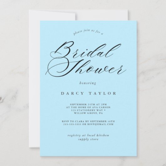 Light Blue Bridal Dusche Einladung (Vorderseite)
