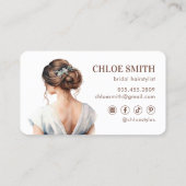 Light Blue Brown Bride Bridal Hochzeit Visitenkarte (Rückseite)