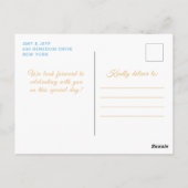 Light Blue Brown Hair Princess Birthday Party Postkarte (Rückseite)