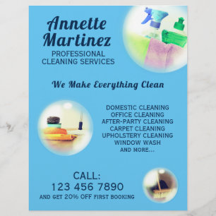 Light blue bubbles cleaning flyer