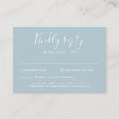Light Blue Budget Modern Script Wedding RSVP Card Begleitkarte (Vorderseite)