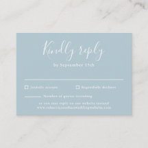 Light Blue Budget Modern Script Wedding RSVP Card