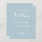 Light Blue Budget Modern Wedding RSVP Einladung (Vorne/Hinten)