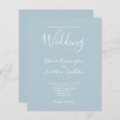 Light Blue Budget Moderne Script Hochzeitseinladun (Vorne/Hinten)
