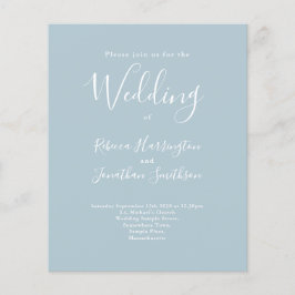 Light Blue Budget Moderne Script Hochzeitseinladun Flyer