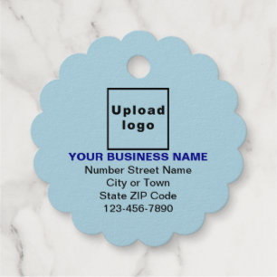 Light Blue Business Brand auf skallopierter Rundfo Geschenkanhänger