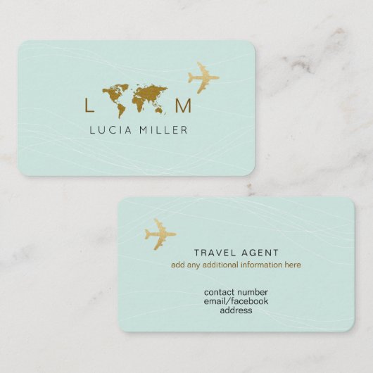 Light-Blue Business Card for a Travel Agent Visitenkarte (Vorne/Hinten)