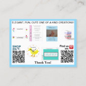 Light Blue Business Fotos QR Codes 3.5 x 2.5 Visitenkarte (Rückseite)