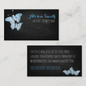 Light blue Butterflies on black chalkboard Visitenkarte (Vorne/Hinten)