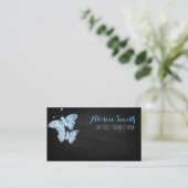 Light blue Butterflies on black chalkboard Visitenkarte (Stehend Vorderseite)