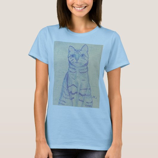 Light Blue Cat T - Shirt (Vorderseite)