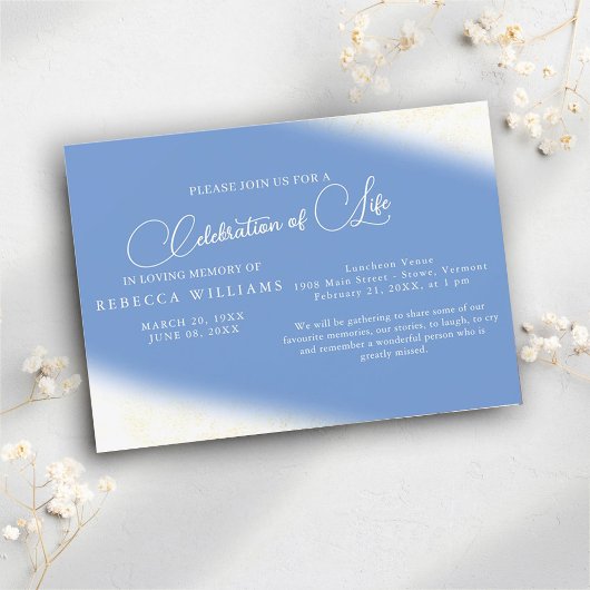 Light Blue Celebration of Life Invitations Einladung
