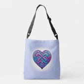 Light Blue Celtic Heart Tragetaschen Mit Langen Trägern (Rückseite)