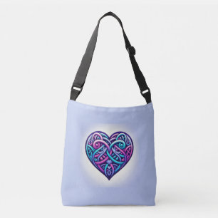 Light Blue Celtic Heart Tragetaschen Mit Langen Trägern