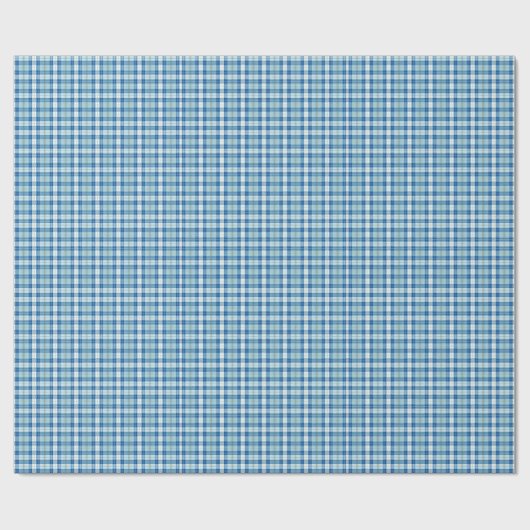 Light Blue Checkered Plaid Pattern Background Geschenkpapier (Flach)
