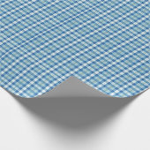 Light Blue Checkered Plaid Pattern Background Geschenkpapier (Ecke)
