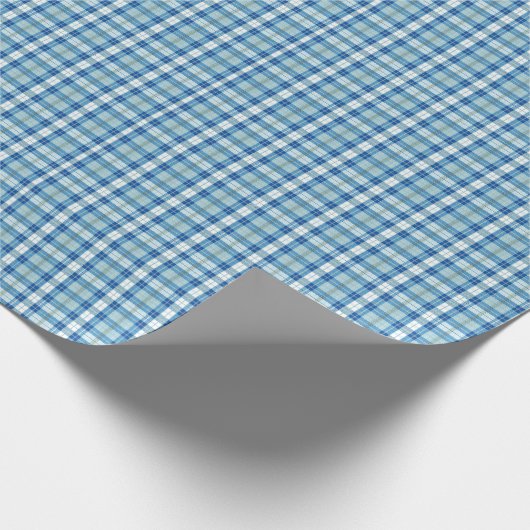 Light Blue Checkered Plaid Pattern Background Geschenkpapier (Ecke)