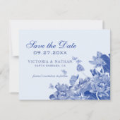 Light Blue Chinoiserie Foto Wedding Save the Date (Vorderseite)