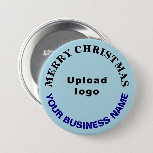 Light Blue Christmas Business Round Button (Vorne & Hinten)