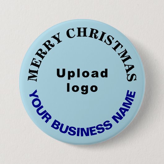 Light Blue Christmas Business Round Button (Vorderseite)