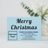 Light Blue; Christmas; Business; Small Flat Card (Stehend Vorderseite)