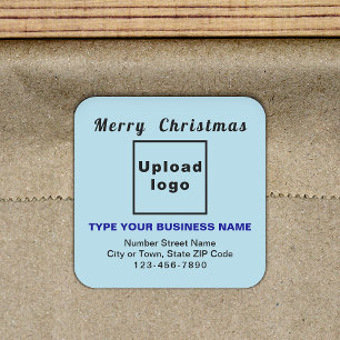 Light Blue Christmas Business Square Sticker