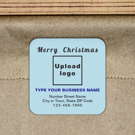 Light Blue Christmas Business Square Sticker